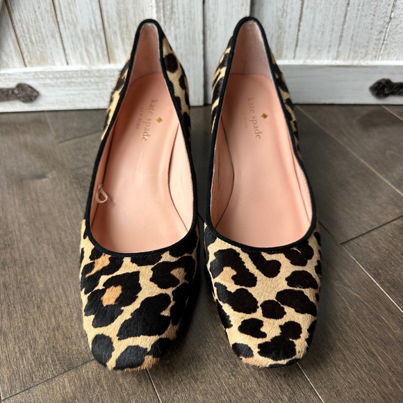 Kate Spade Leopard Print Cow Fur Fall‎ Holidays Classic Block Heel 7M - Picture 2 of 9